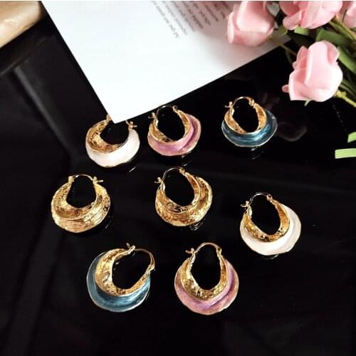 Retro New Electroplating 18K Real Gold Fashion Enamel Drip Oil Personalized Earrings For Women