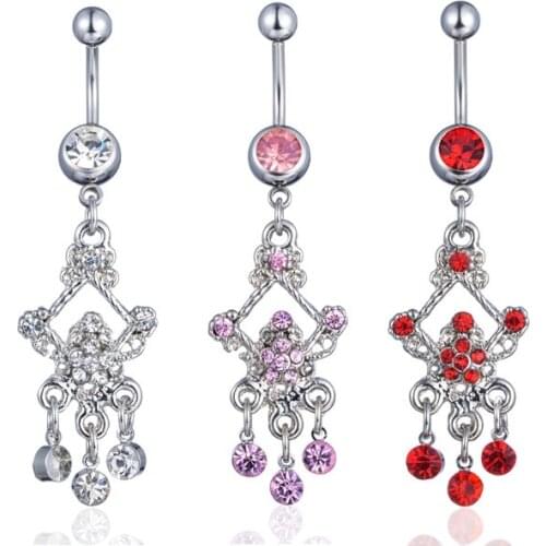 New Fashion Personality Colorful Zircon Geometry Tassels Dangle Belly Rings for Women Sexy Body Piecing Jewelry