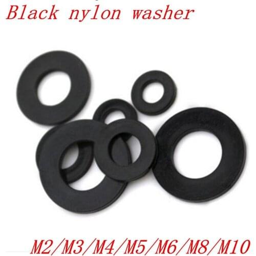 100pcs/lot M2 M2.5 M3 M4 M5 M6 M8 M10 black Plastic Nylon Washer Plated Flat Spacer Washer Gasket