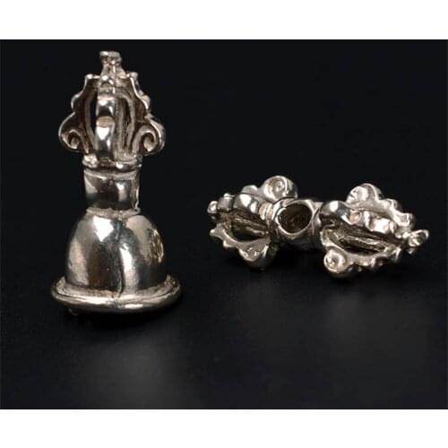 2 Sets 9.5mm*22mm Vintage Metal Cupronickel Spacer Beads Vajry Pestle Vajra Bell Charms For Jewelry Making