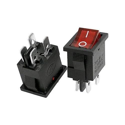 2pcs Red Light 4 Pin DPST ON-OFF Panel Mount Rocker Switch 6A/250V 10A/125V AC