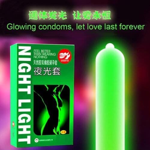 3pcs Luminous Condoms + 4pcs Ultra Thin Condoms Fluorescence Special Condoms Night Light Glowing Condom Sex Toys Penis Extender