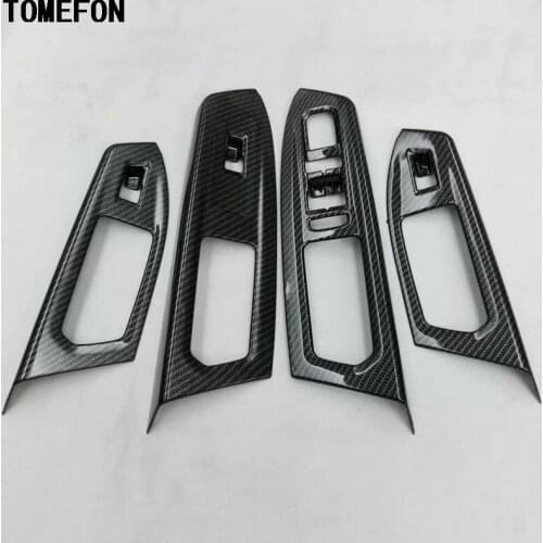 Car Styling 4pcs For Volkswagen VW Teramont Atlas 2017 2018 Car Interior Door Window Lift Switch Button Cover Tims Overlay