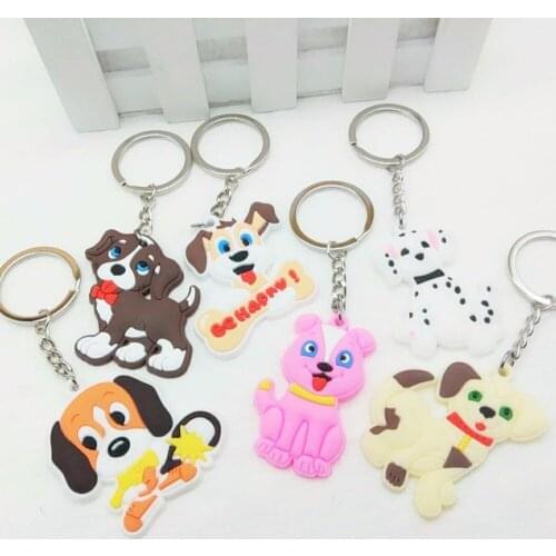 FREE SHIPPING BY DHL 120pcs/lot New Lovely Silicone Dog Keychains Puppy Shaped Cheap Keyrings Gifts