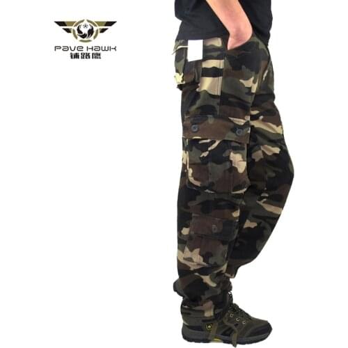 Military Camo Pants Men Loose Cotton Army Long Trousers Casual Hip Hop Cargo Camouflage Multi Pocket Pants Men Pantalon