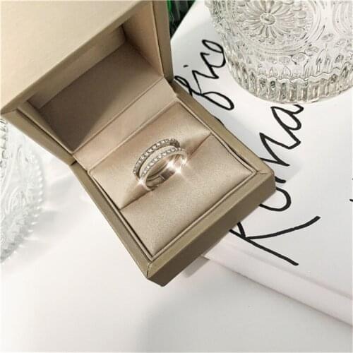 CC Rings Women Fashion Double Layer Cubic Zirconia Ring Bridal Party Jewelry White Gold Anel Anillos Mujer CC2389