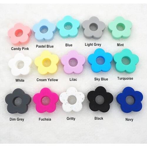 Chengkai 100pcs Silicone Flower Teether Beads DIY Baby Shower Teething Montessori Sensory Toy Pacifier Jewelry Making Beads