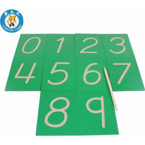 Baby Montessori Early Educational Toys Preschool Training Learning Hollow Numbrellas Groove Number Wooden Cards From 0-9
