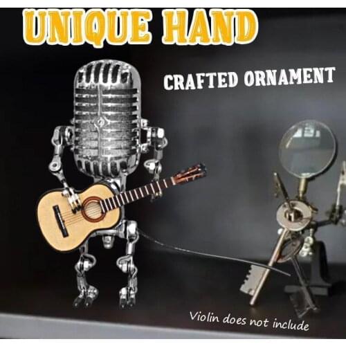 Home Decoration Craft Vintage Microphone Robot Desk Lamp Touch Change Brightness Industrial Iron Rock Guitar Figurines Miniature