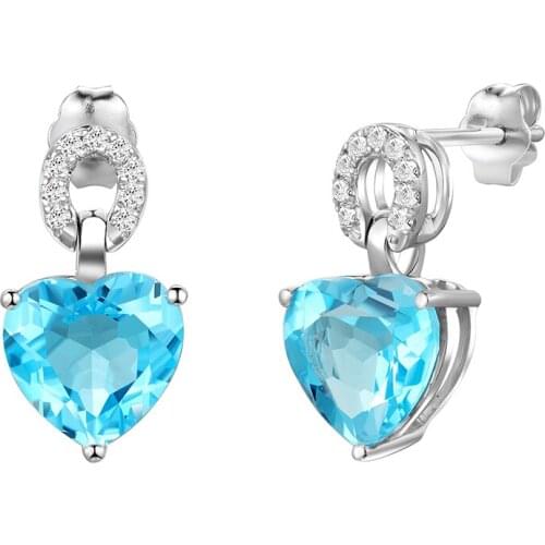 DOUBLE-R Real Real 18K White Gold Diamond Earrings Women Heart Earrings Personalized Customized Gift Ladies Wedding Jewelry