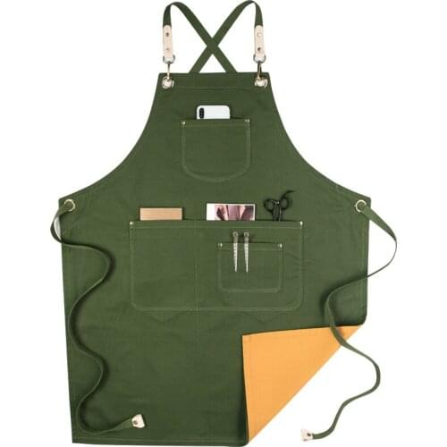 Double-sided color apron florist gardening pet shop barista cotton apron pink unisex fashion two-color overalls