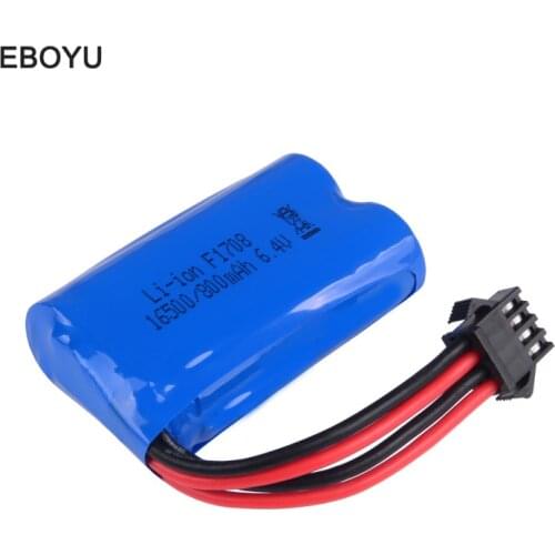 EBOYU SM(4P) Connector Spare Parts 6.4V 800MAh Lipo Battery for WLToys 18628 18629 18428 18429 RC Car Toy
