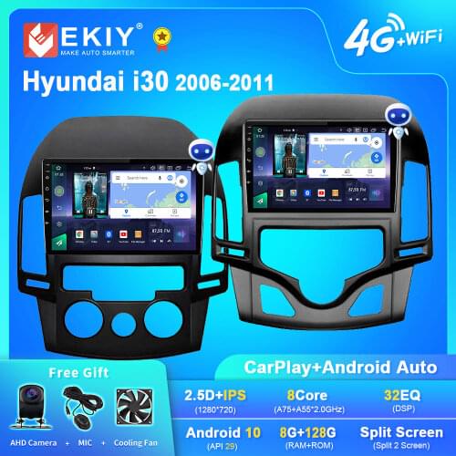 EKIY 6G 128G DSP Auto Radio For Hyundai i30 2006-2011 Android 9.0 Multimedia IPS Screen Navigation GPS 2 DIN no DVD Player BT FM
