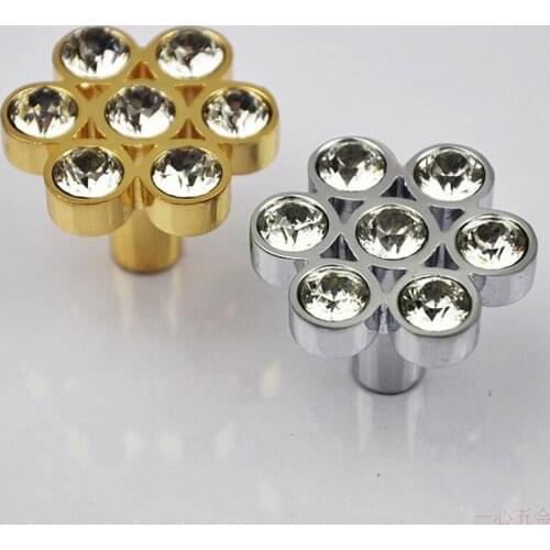 European diamond single hole handle Modern simple cabinet pulls K9 Crystal drawer knob wardrobe handle dressing wine closet knob