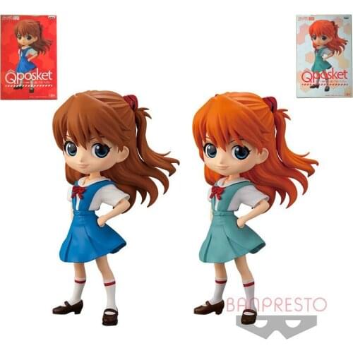 BANDAI Qposket EVA Japanese Anime Rebuild of Evangelion Mini Asuka Langley Soryu Figurine Kawaii Dolls Action Figures Kids Toys