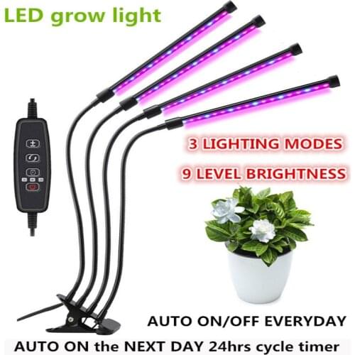 MMBL LED Grow Light USB Phyto Lamp ThreeLight Modes AUTO ON/OFF EVERYDAY For Plants Full Spectrum Phyto Growth Lamp