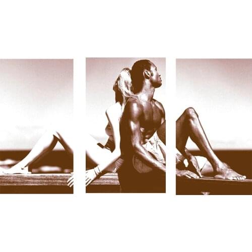 3 piece Canvas Modernism Abstract Nude Couple Back to Back Art Painting for Living Room Bedroom Decor Paintings For Living Room