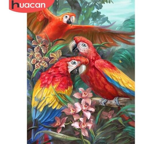 HUACAN 5D Diamond Painting Parrot Full Drill Square Handicraft Diamond Embroidery Animall Mosaic Craft Kit Home Decoration