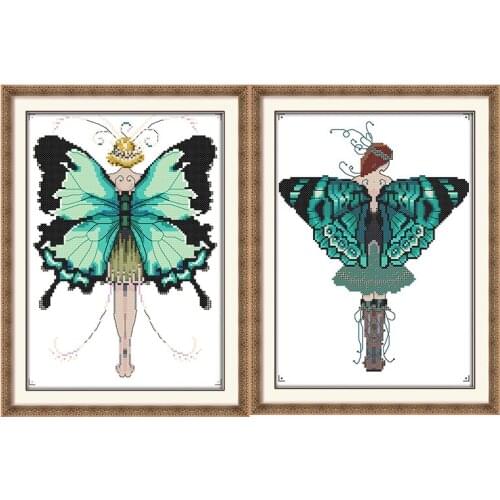 Joy Sunday The Butterfly Fairy Cross Stitch Handmade Cross Stitch Set DIY Embroidery Needlework Cross Stitch Kits for Home Decor