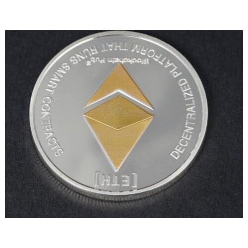 Gold/Silver Ethereum Coin Replica Art Collection Gift Physical Metal Antique Imitation Non-currency Copy Coins Collectibles