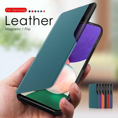 Leather Smart View Window Flip Case For Samsung Galaxy A22 5G 6.6" Samsung A22 A 22 22A 5G Magnetic Stand Book Phone Cover Coque