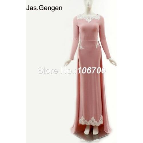 Lace Appliques with Pearls vestido de noiva Prom Dresses Long Tail Boat Neck Long Mermaid Bridal Jersey Evening Gowns 1250