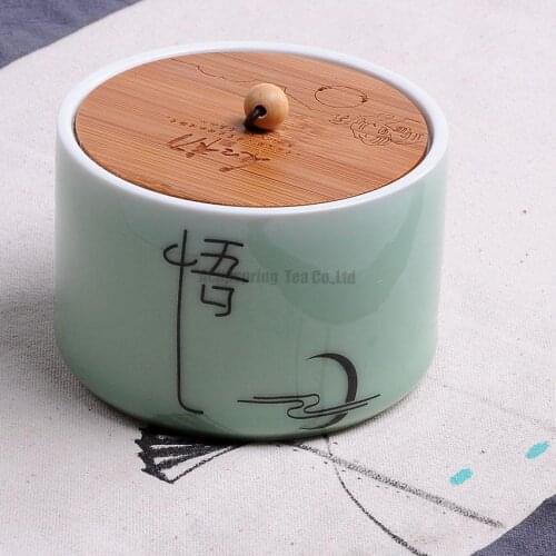 Longquan kiln Porcelain Tea Cans Caddy Ceramic Tea Set Canister Spice Jar Storage Bottle for Puer/Pu'erh/white/black/green tea