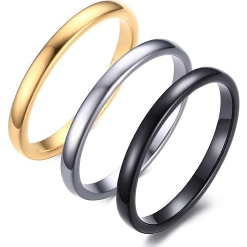 Small Simple Cute Womens Black Gold Silver color Rings Trendy 2mm Tungsten Carbide Wedding Bands for Women Jewelry Gifts