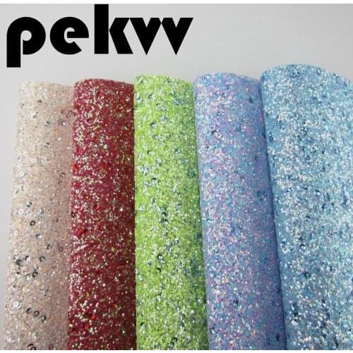 Chunky Glitter Fabric Leather For Shoes DIY Bows A4 Sheet 8"x11.8" 1piece DG007