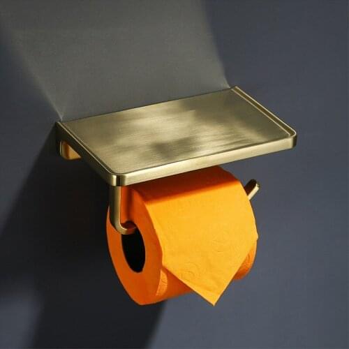 Brushed Gold Bathroom Paper Holder Bath Toilet Paper Holder Wall Mounted Paper Phone Holder Bathroom Accessories