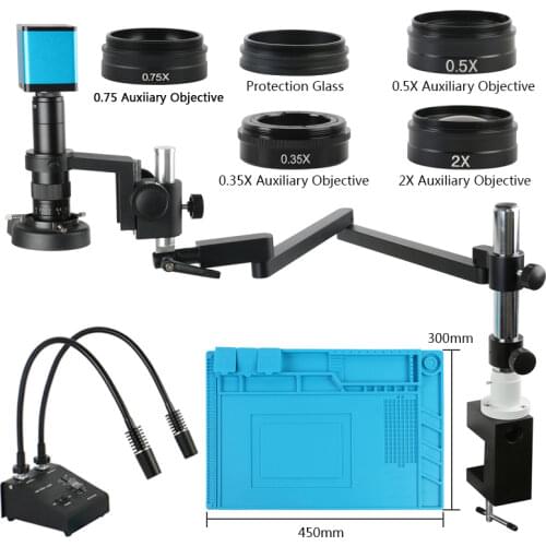 1080P SONY IMX290 HDMI Auto Focus Video Industry Microscope Camera+ Rotable Articulating Arm Clamp Microscope Bracket+144 LED