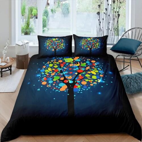 Art Tree Bedding Set for Boys Teens 3D Plant Print Duvet Cover Bedclothes Home Luxury Housse De Couette Dekbedovertrek 3pcs