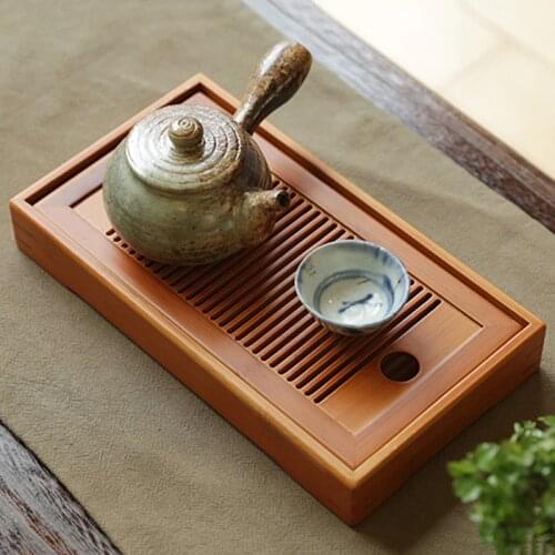 Small Bamboo Gongfu Tea Table Serving Tray Chinese Bamboo Tea Tray Water Storage Kung Fu Tea Set