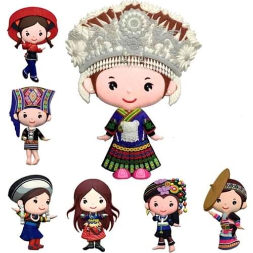 New Chinese style 56 Ethnic Doll Magnet Stickers for Fridge Wall Icebox Stick Home Decoration MagneticRefrigerator Sticker