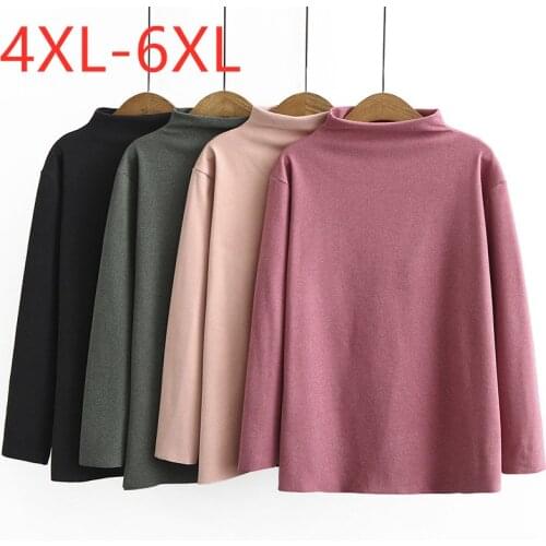 New Ladies Autumn Winter Plus Size Basic Tops For Women Large Slim Long Sleeve Red Warm Turtleneck Elastic T-shirt 4XL 5XL 6XL