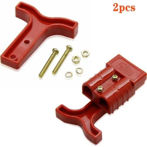 2 pcs Red New 50A 600V Power Connector Battery Plug+hand shank handle kits for forklift electrocar ect