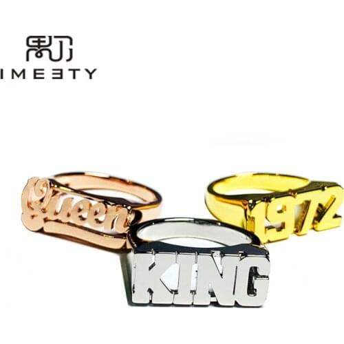 IMEETY custom signet rings handcraft year rings design personalized men name ring 925 silver unique pinky ring