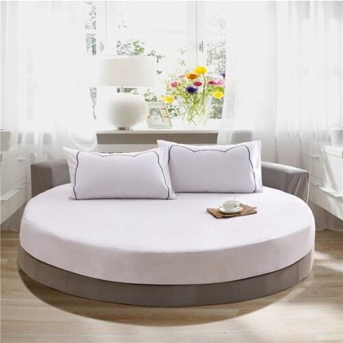 Round Bedding Fitted Bed sheet with Elastic band romantic Themed Hotel Round Mattress Cover Diameter 200cm-220cm