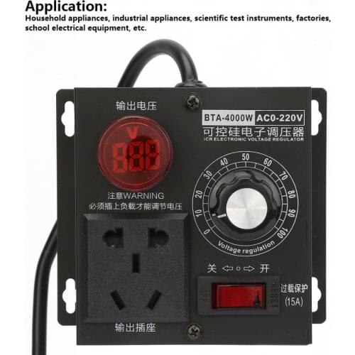 Voltage Regulator 4000W Motor Fan Speed Controller SCR Electronic Voltage Regulator Temperature Governor AC220V