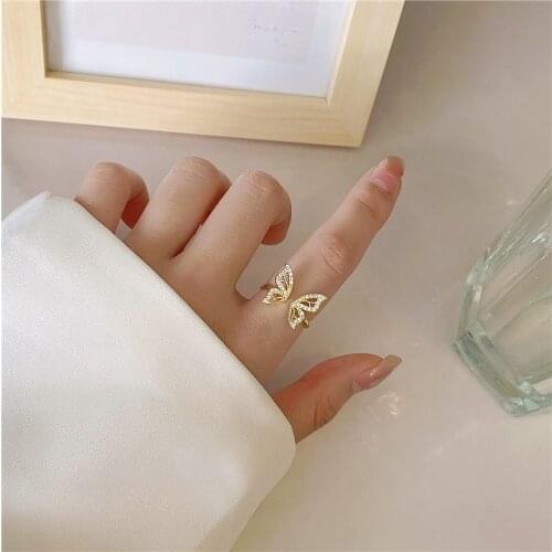 Vintage Butterfly Rings For Women Men Lover Couple Ring Set Open Cuff Engagement Wedding Rings Adjustable Jewelry Gift New