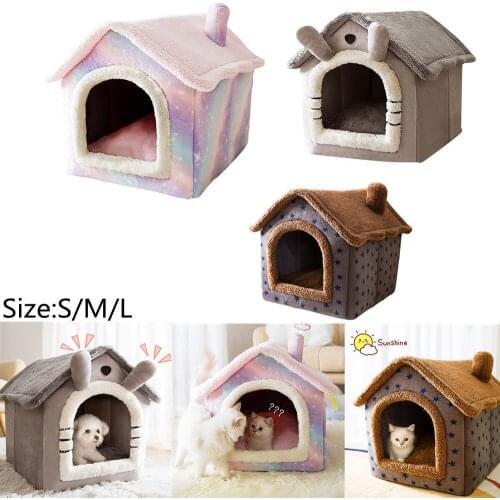 Detachable dog house Cat bed pet bed Semi-enclosed dog house cat bed pet house Pink Starry Pet House Plush Sleep Pet Nest S/M/L