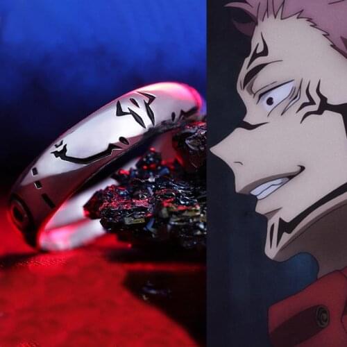Anime Jujutsu Kaisen Ryomen Sukuna 925 Sterling Silver Adjustable Ring Itadori Yuji Cosplay Jewelry Accessory For Men Male Gifts