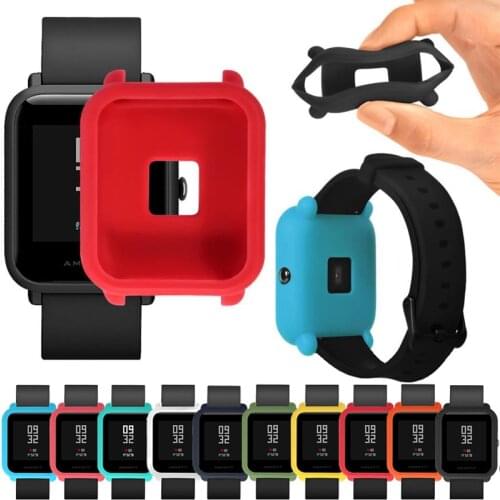 For Amazfit Bip Silicone Cover Case Smartwatch Protector Anti-scratch Soft Rubber Protective Solid Color Smart Watch Bumper