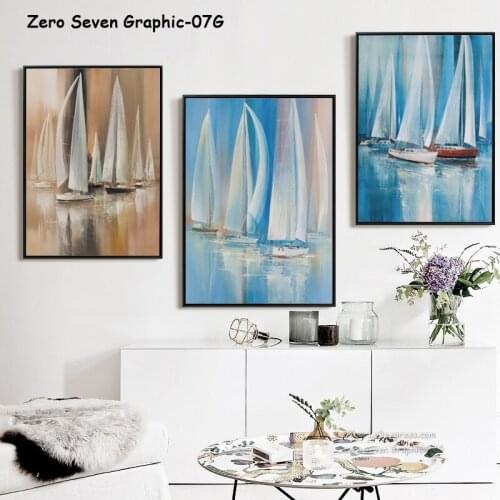 07G Modern Abstract Harbor Sailboat Oil Painting A4 A3 Canvas Art Print Poster Picture Living Room Room Home Decoration Murals