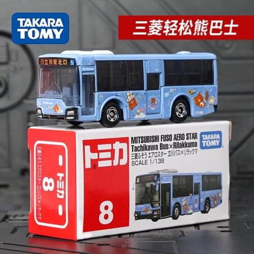 TAKARA TOMY Genuine MITSUBISHI FUSO AERO STAR Tachikawa Bus Rilakkuma Scale 1/138 Metal Vehicle Simulation Model Toys