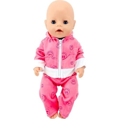 Warm Suit Doll Clothes Fit 18 Inch Cute Hoodie+Trousers 43 cm Baby Born Accessories Dolls for Boys Girl Festiival Gift for Toys