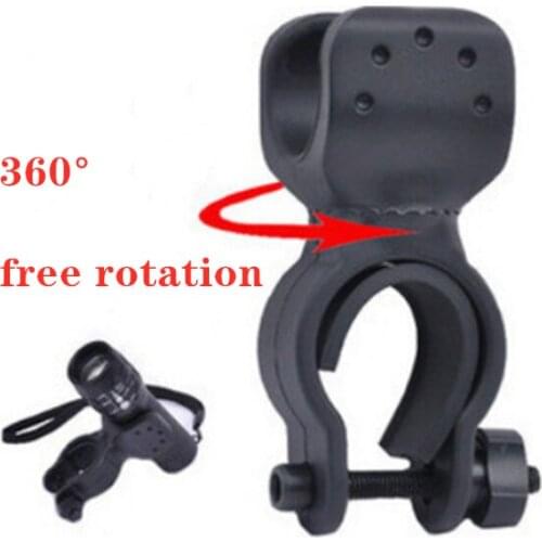 Bicycle Front Light Clip Mount Bracket Flashlight Holder Cycling Bike Light Torch 360 Degree Rotation Antiskid Rubber Accessorie