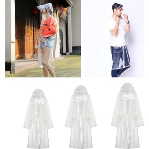 Waterproof Rain Poncho Clear Reusable Rain Coat Jacket with Hood for Outdoor