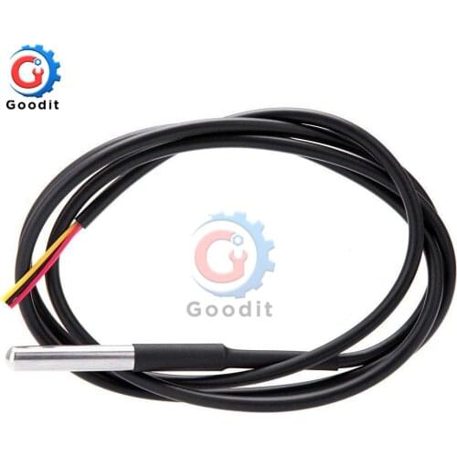 2PCS/Lot 1M DS18B20 Stainless steel package 1 meter waterproof 18b20 cable temperature probe temperature Probe sensor