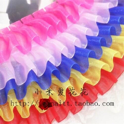 13Colors 3meters/ lot Embroidery Pleated Lace Trim 4cm for Sewing, Doll, DIY Patchwork Craft LC0187